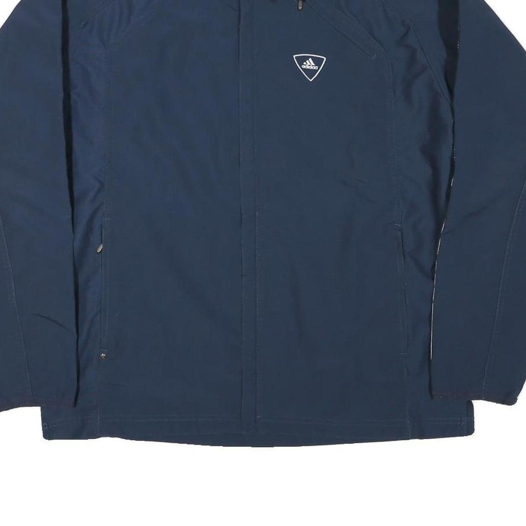 ADIDAS Mens Navy Blue Track Jacket L Polyester Blend Zip Athletic Casual