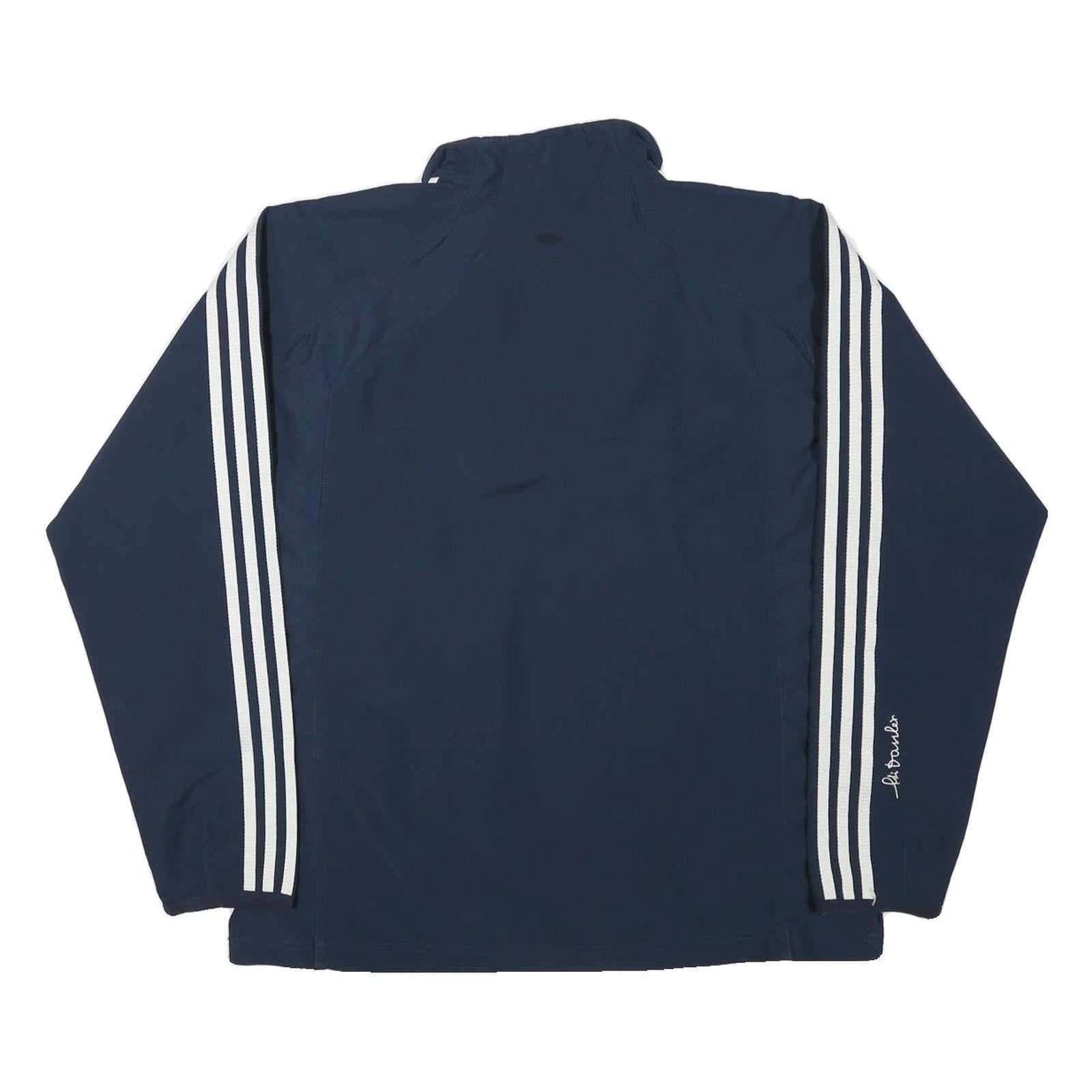 ADIDAS Mens Navy Blue Track Jacket L Polyester Blend Zip Athletic Casual