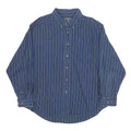 CROFT & BARROW Mens Blue Striped Shirt XL Button-Down Collar Cotton Blend Casual