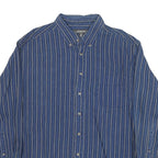 CROFT & BARROW Mens Blue Striped Shirt XL Button-Down Collar Cotton Blend Casual