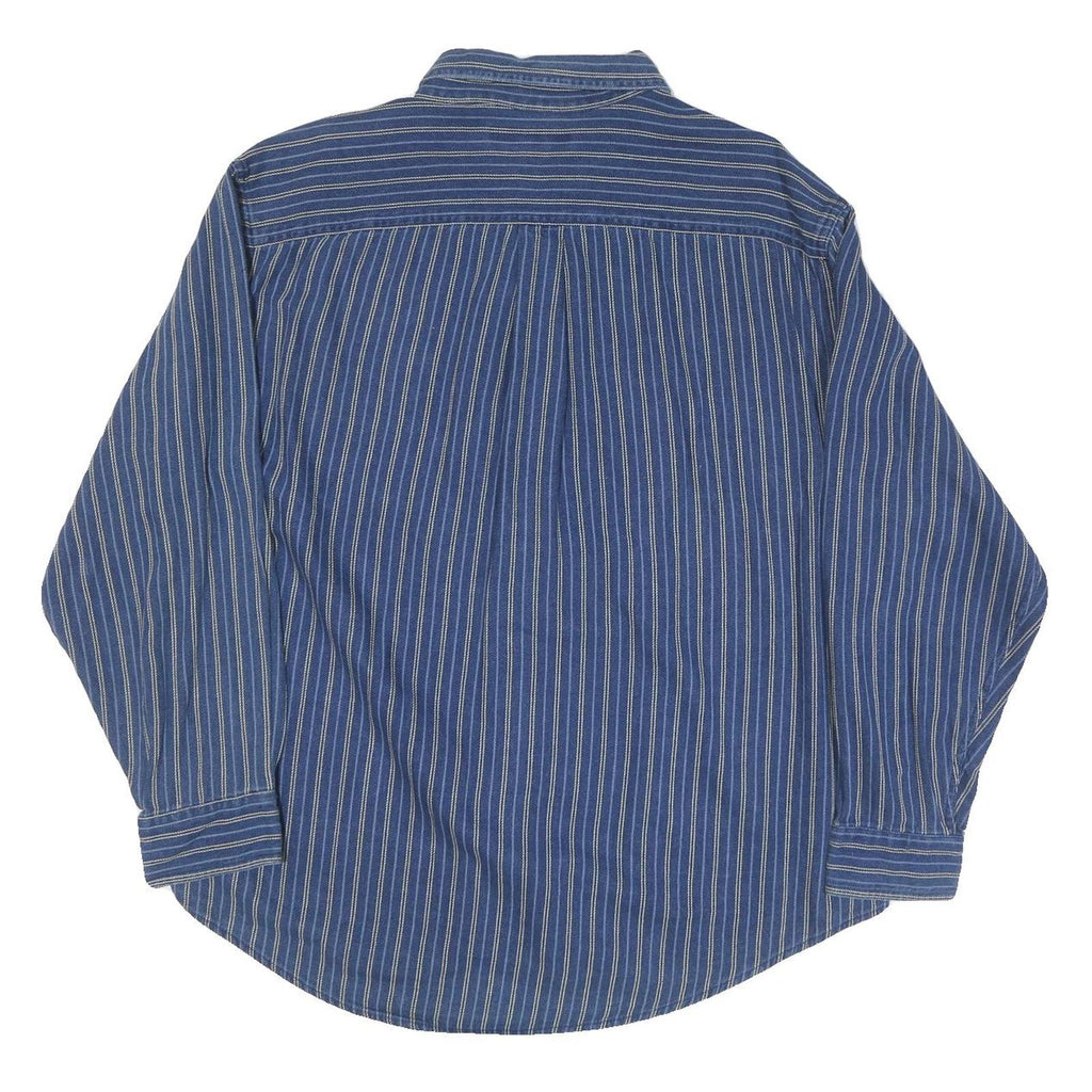 CROFT & BARROW Mens Blue Striped Shirt XL Button-Down Collar Cotton Blend Casual
