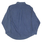 CROFT & BARROW Mens Blue Striped Shirt XL Button-Down Collar Cotton Blend Casual