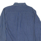 CROFT & BARROW Mens Blue Striped Shirt XL Button-Down Collar Cotton Blend Casual