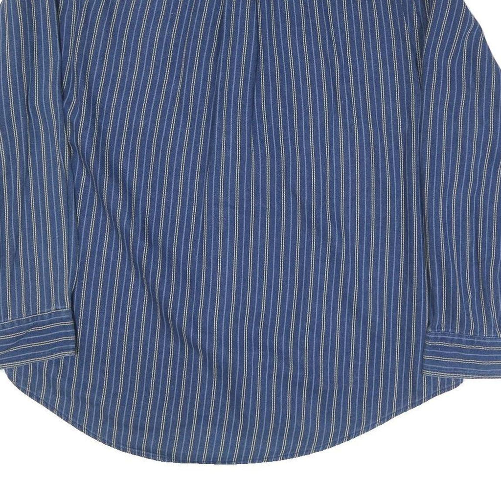 CROFT & BARROW Mens Blue Striped Shirt XL Button-Down Collar Cotton Blend Casual