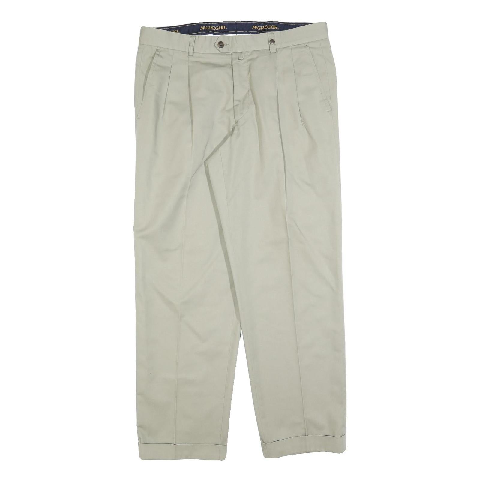 MCGREGOR Mens Cotton Blend Beige Regular Fit Straight Leg Trousers W34 L30