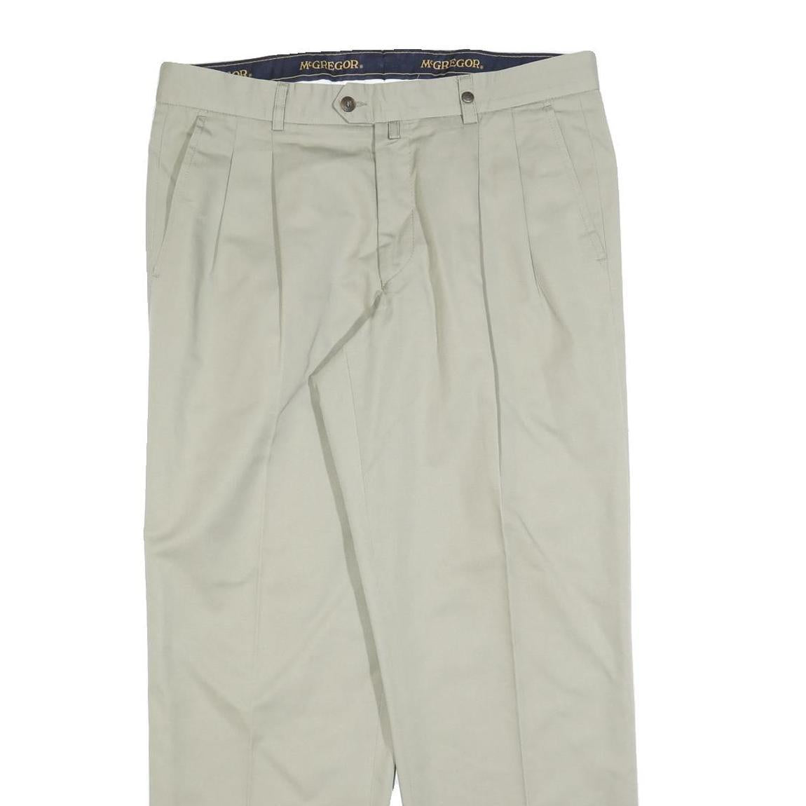 MCGREGOR Mens Cotton Blend Beige Regular Fit Straight Leg Trousers W34 L30