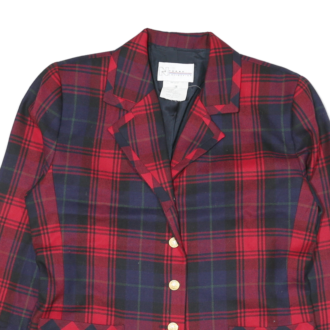 NVGARD Mens Red & Navy Tartan Button Jacket M Cotton Blend Classic