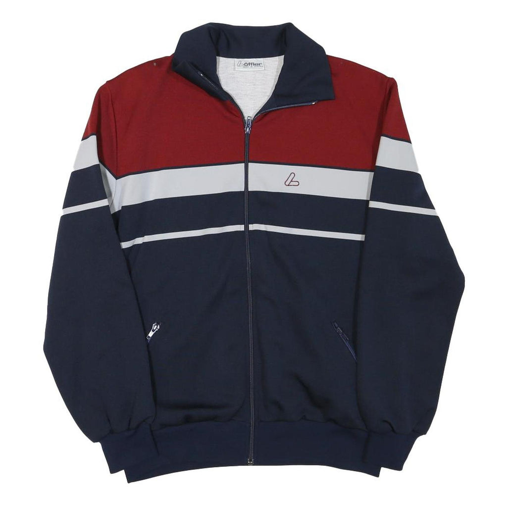 LOFFLER Mens Navy & Red Colourblock Track Jacket S Polyester Blend Zip