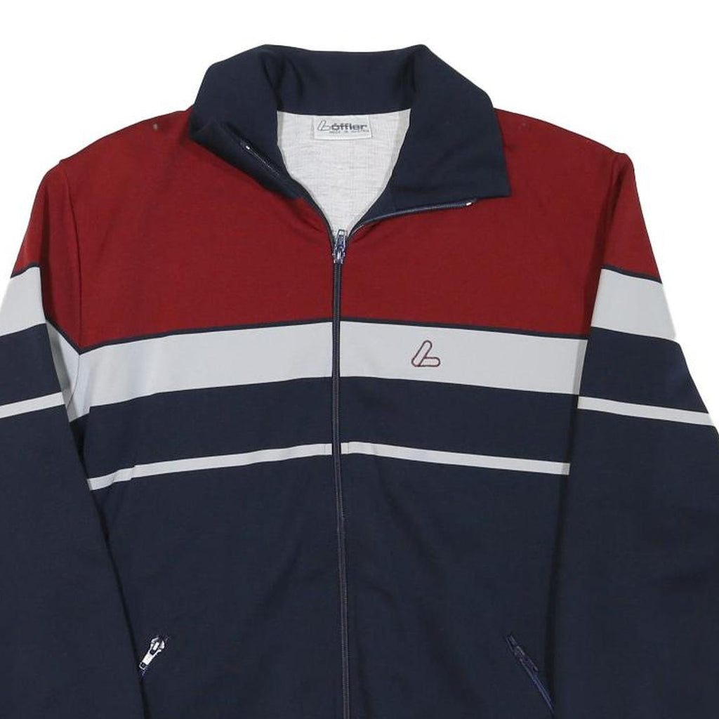 LOFFLER Mens Navy & Red Colourblock Track Jacket S Polyester Blend Zip