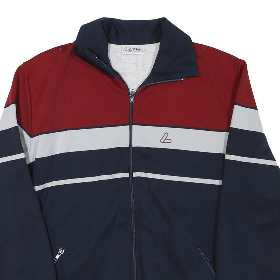 LOFFLER Mens Navy & Red Colourblock Track Jacket S Polyester Blend Zip