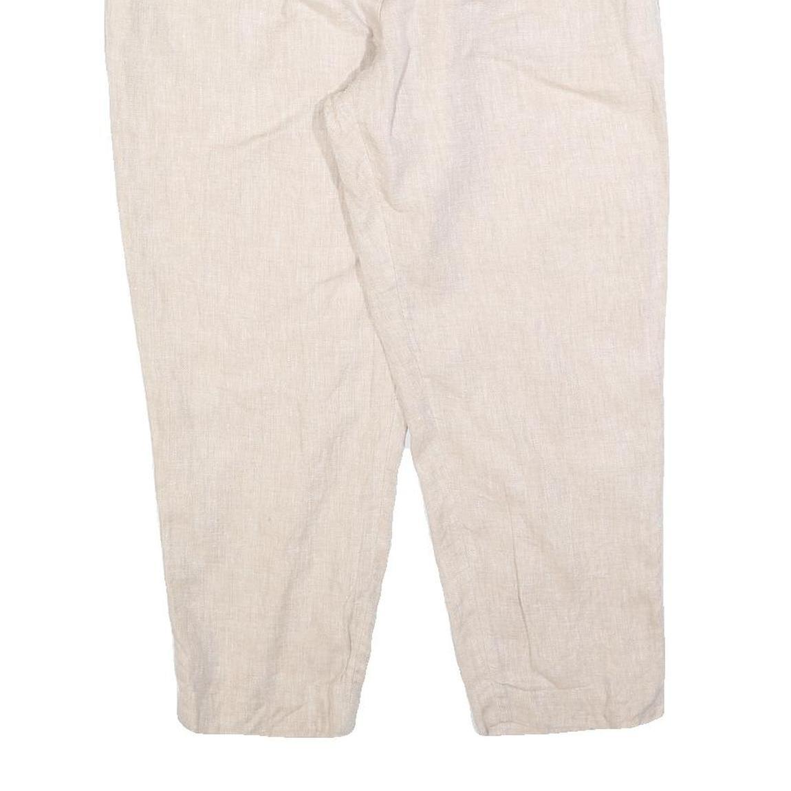 HOBBS LONDON Womens Linen Beige Relaxed Tapered Trousers W30 L24 Casual Summer