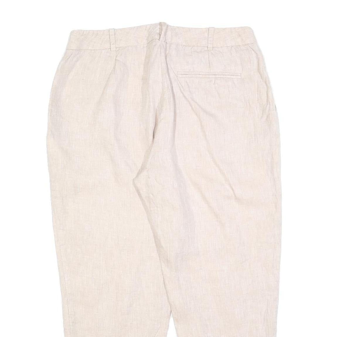 HOBBS LONDON Womens Linen Beige Relaxed Tapered Trousers W30 L24 Casual Summer