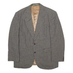 MOORCROFT Mens Grey & Brown Houndstooth Wool Blend Button Jacket L Woven Classic