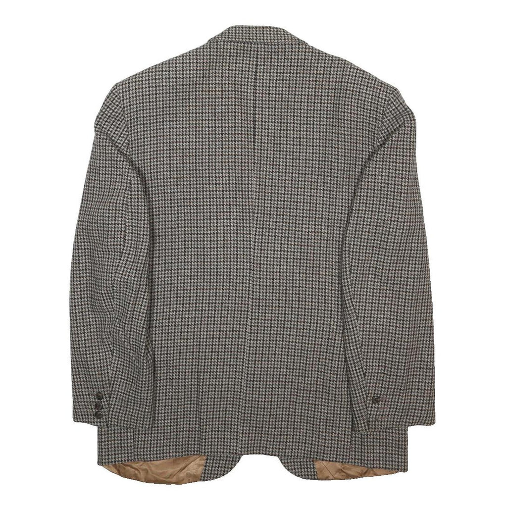 MOORCROFT Mens Grey & Brown Houndstooth Wool Blend Button Jacket L Woven Classic