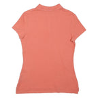 TOMMY HILFIGER Womens Coral Polo Shirt M Short Sleeve Plain Cotton Blend Casual
