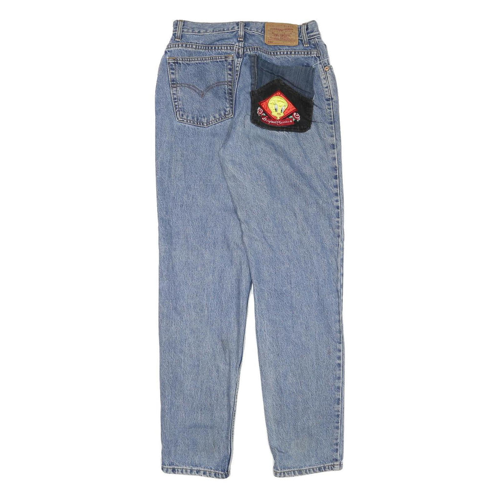 LEVI'S Womens Jeans Blue Relaxed Straight Denim Medium W26 L32 Cartoon Patch