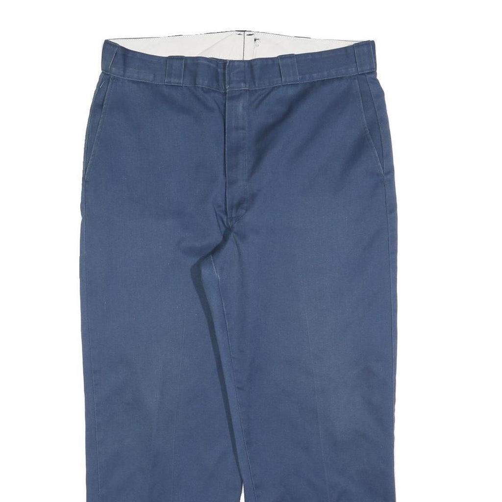 DICKIES Mens Cotton Blend Blue Regular Straight Trousers W36 L28 Workwear Zip