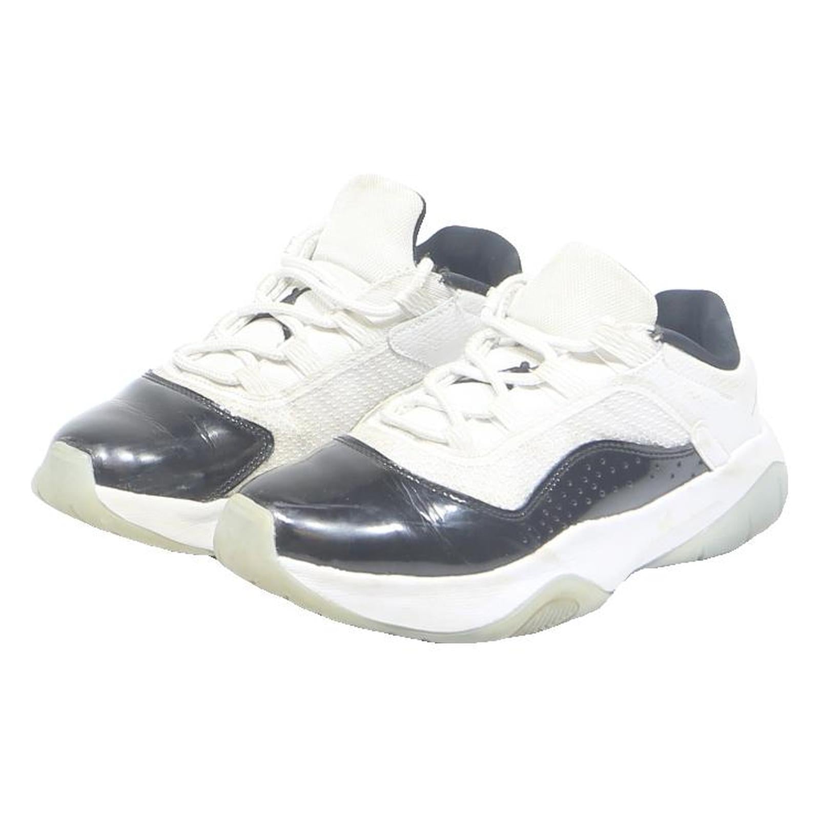 AIR JORDAN Air Jordan 1 Low Womens Lace-Up Trainers Black & White Synthetic UK