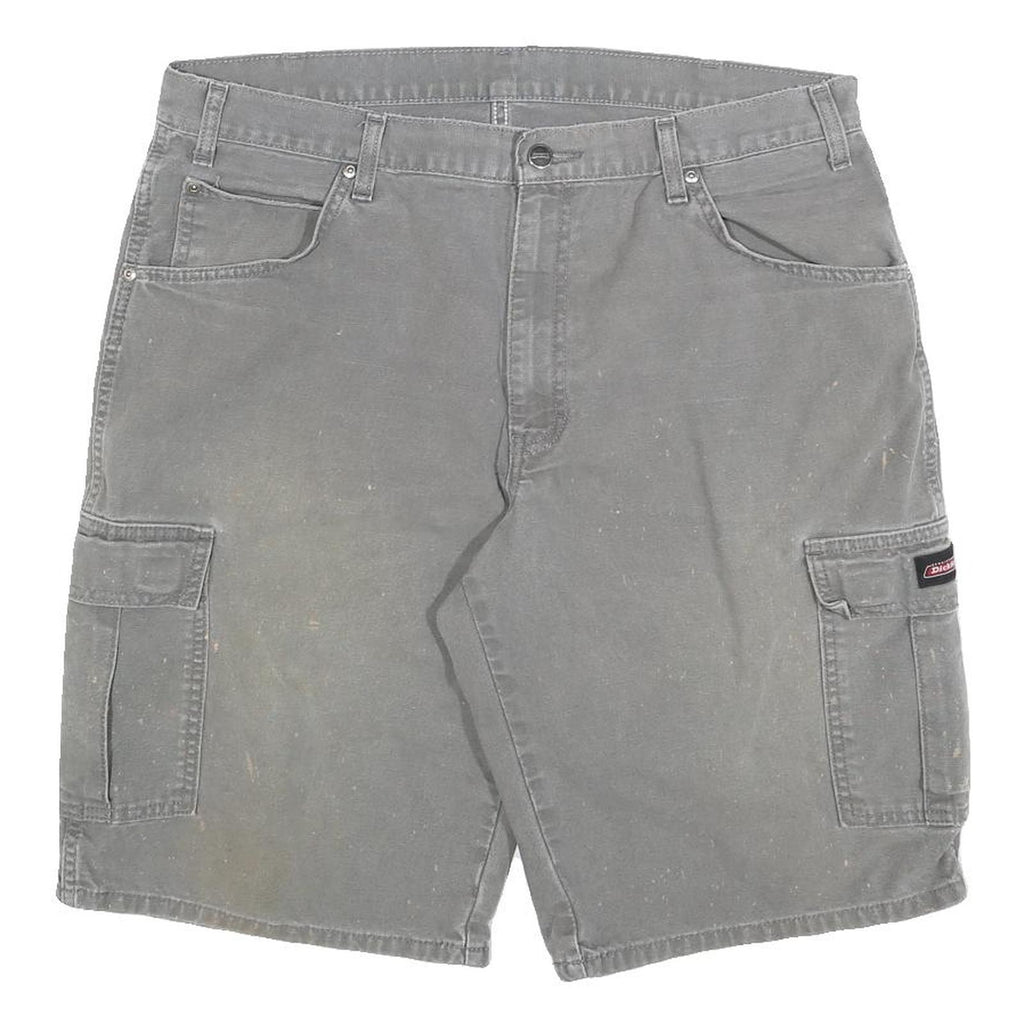 DICKIES Mens Cotton Blend Grey Cargo Shorts L W36 Workwear Pockets