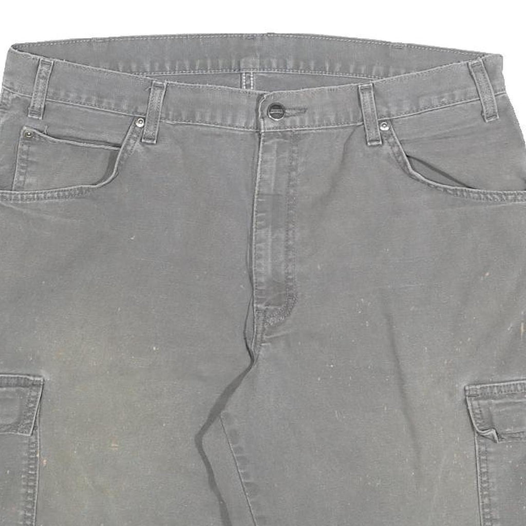 DICKIES Mens Cotton Blend Grey Cargo Shorts L W36 Workwear Pockets