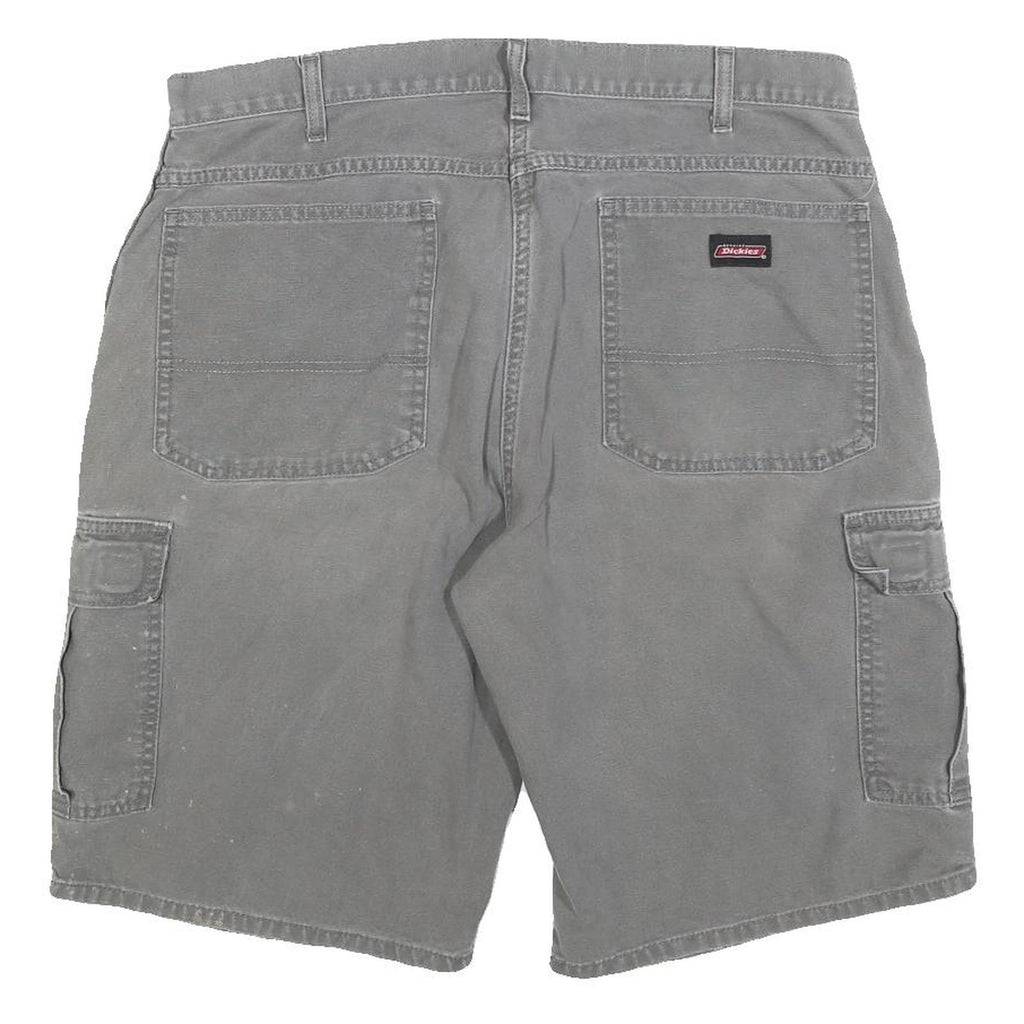 DICKIES Mens Cotton Blend Grey Cargo Shorts L W36 Workwear Pockets