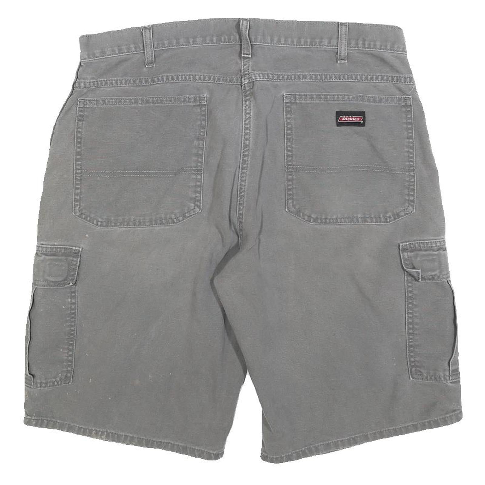 DICKIES Mens Cotton Blend Grey Cargo Shorts L W36 Workwear Pockets