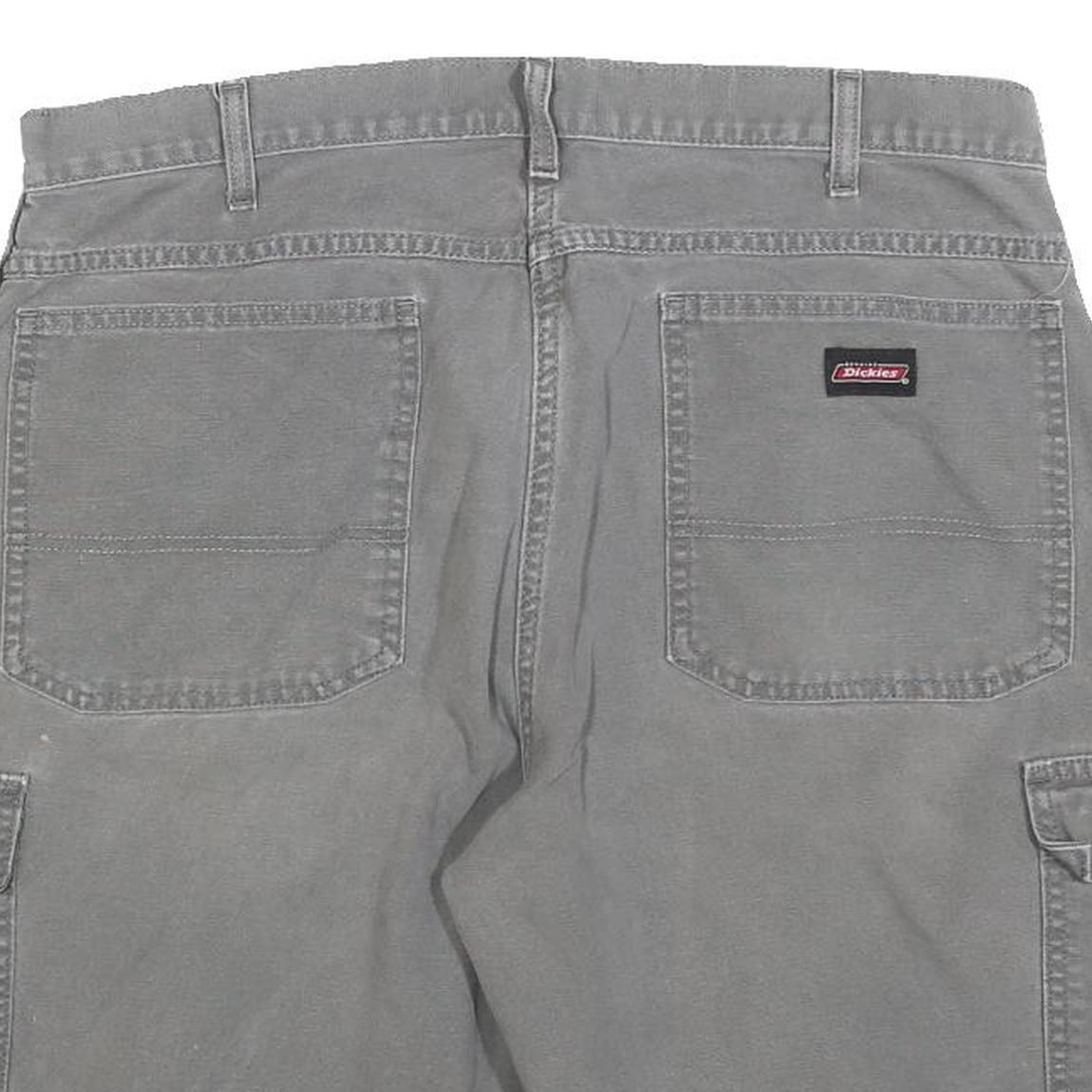 DICKIES Mens Cotton Blend Grey Cargo Shorts L W36 Workwear Pockets