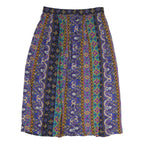 SUMMIT PALACE Womens Purple Green Yellow Printed Pleated Midi Polyester Skirt M
