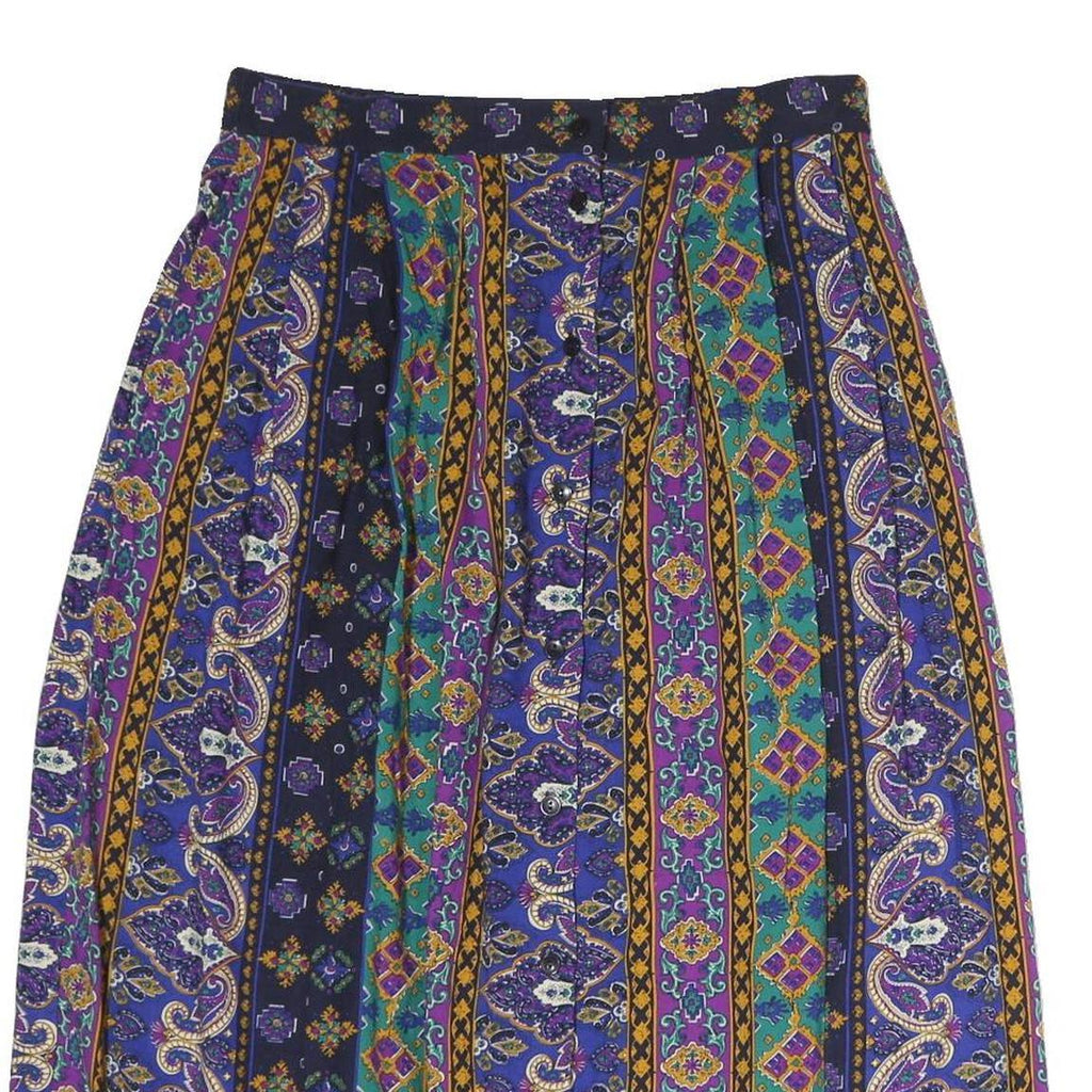 SUMMIT PALACE Womens Purple Green Yellow Printed Pleated Midi Polyester Skirt M