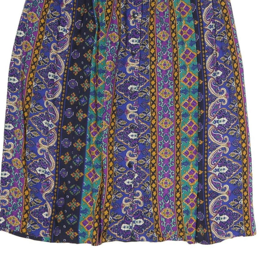 SUMMIT PALACE Womens Purple Green Yellow Printed Pleated Midi Polyester Skirt M