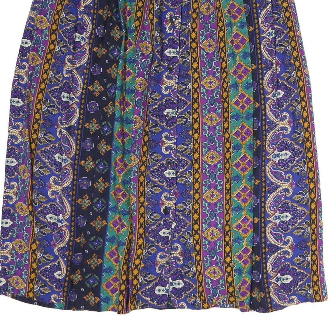SUMMIT PALACE Womens Purple Green Yellow Printed Pleated Midi Polyester Skirt M