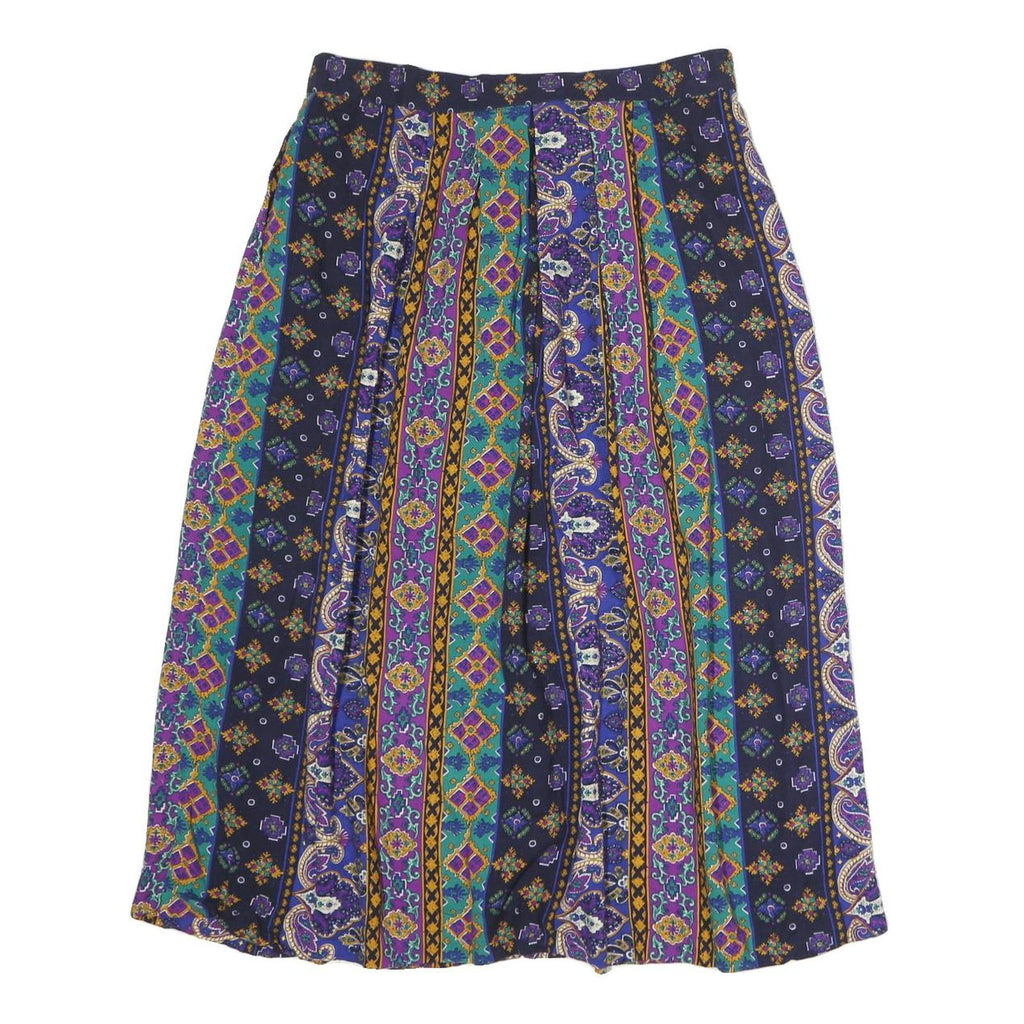 SUMMIT PALACE Womens Purple Green Yellow Printed Pleated Midi Polyester Skirt M