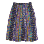 SUMMIT PALACE Womens Purple Green Yellow Printed Pleated Midi Polyester Skirt M