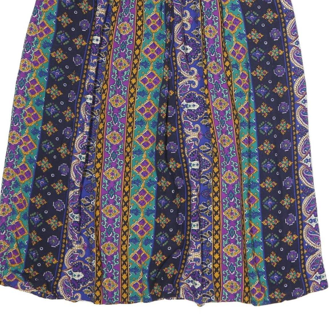 SUMMIT PALACE Womens Purple Green Yellow Printed Pleated Midi Polyester Skirt M