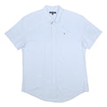 TOMMY HILFIGER Mens Blue Shirt XL Cotton Short Sleeve Button Down Casual Summer