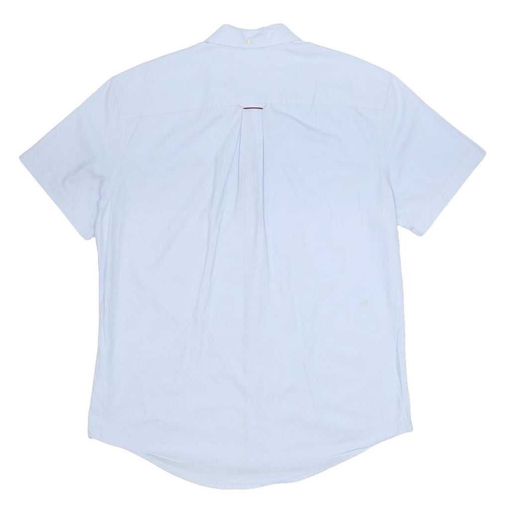 TOMMY HILFIGER Mens Blue Shirt XL Cotton Short Sleeve Button Down Casual Summer