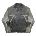 LET'S GO Mens Black & Grey Leather Button Jacket L Suede Patchwork Comfortable