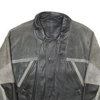 LET'S GO Mens Black & Grey Leather Button Jacket L Suede Patchwork Comfortable