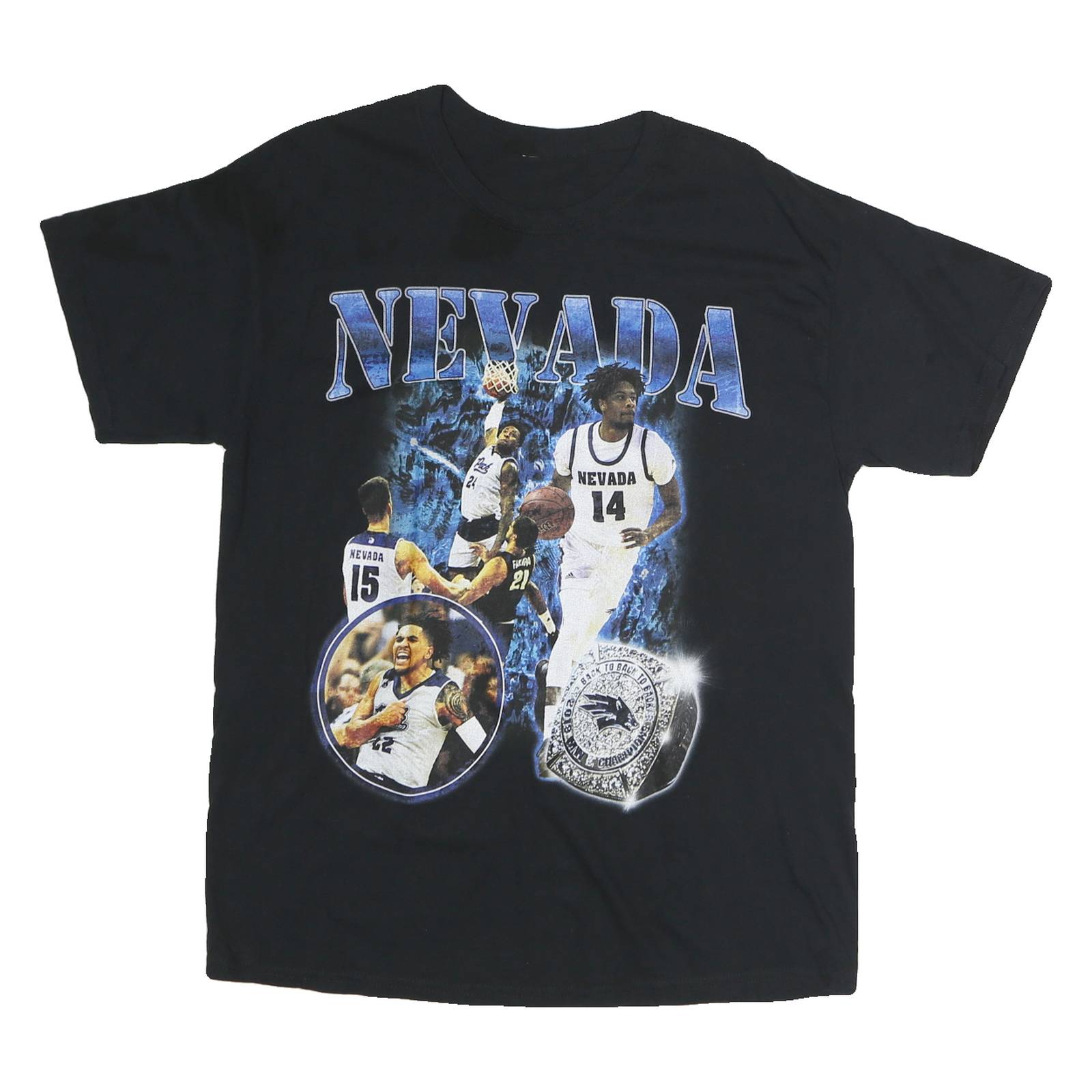 Mens Black Nevada Graphic T-Shirt M Short Sleeve Crew Neck Cotton Basketball