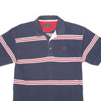 FRED PERRY Mens Navy Blue & Red Striped Short Sleeve Polo Shirt M Cotton Casual