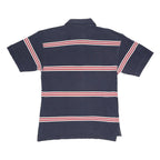 FRED PERRY Mens Navy Blue & Red Striped Short Sleeve Polo Shirt M Cotton Casual
