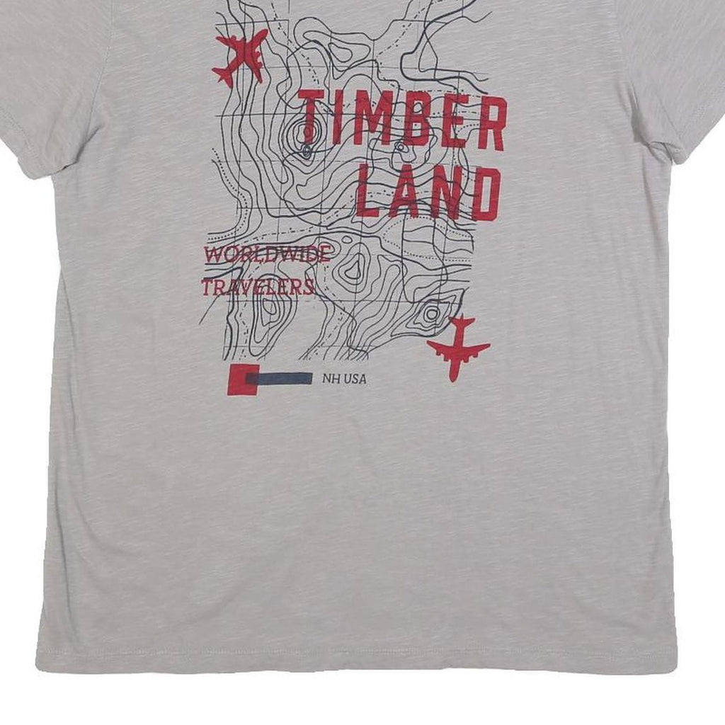 TIMBERLAND Mens Grey Graphic T-Shirt M Short Sleeve Crew Neck Travel Print