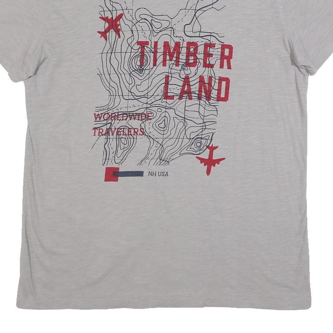 TIMBERLAND Mens Grey Graphic T-Shirt M Short Sleeve Crew Neck Travel Print