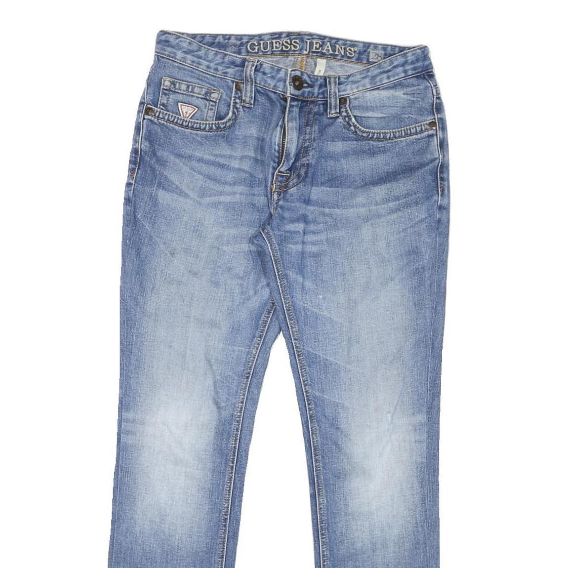 GUESS Womens Slim Blue Denim Jeans W28 L29 Stylish Cotton Blend Zip Closure