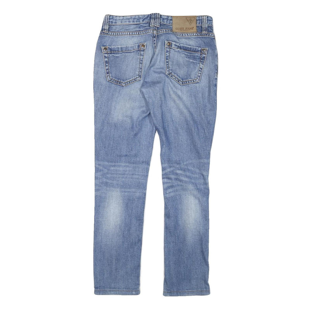 GUESS Womens Slim Blue Denim Jeans W28 L29 Stylish Cotton Blend Zip Closure