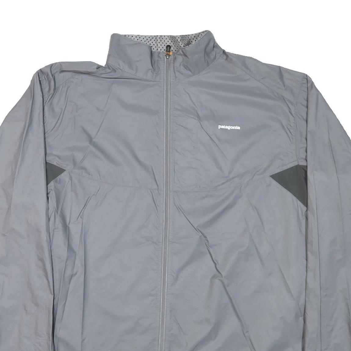PATAGONIA Mens Grey & Dark Grey Windbreaker Jacket XL Nylon Zip Lightweight