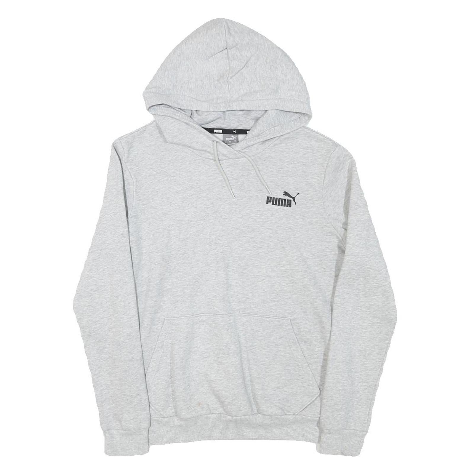 PUMA Womens Grey Hoodie S Cotton Blend Pullover Hooded Sweatshirt Casual