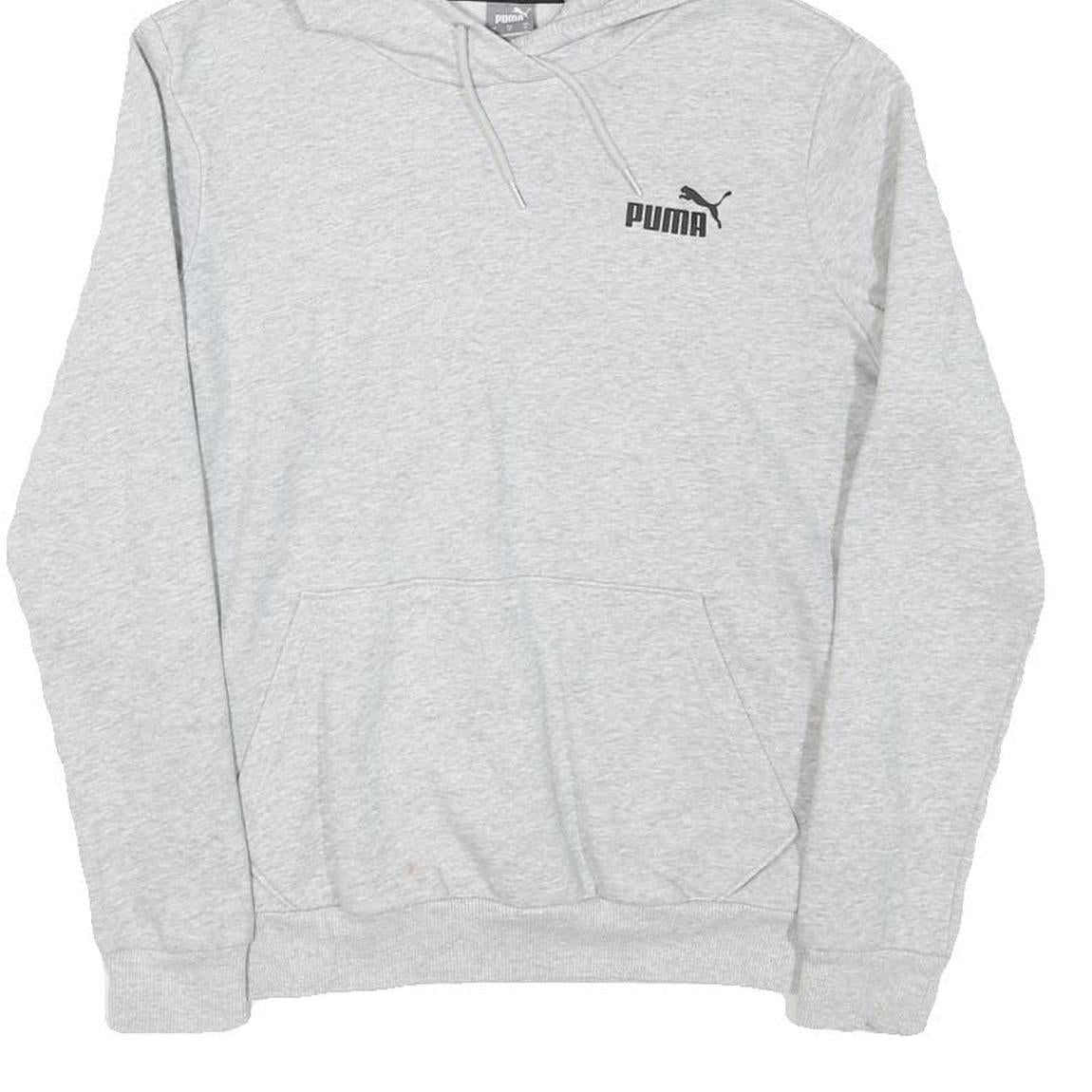 PUMA Womens Grey Hoodie S Cotton Blend Pullover Hooded Sweatshirt Casual