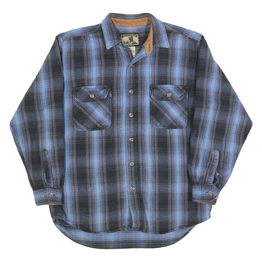 FIELD & STREAM Mens Blue & Black Check Shirt M Cotton Blend Casual Classic