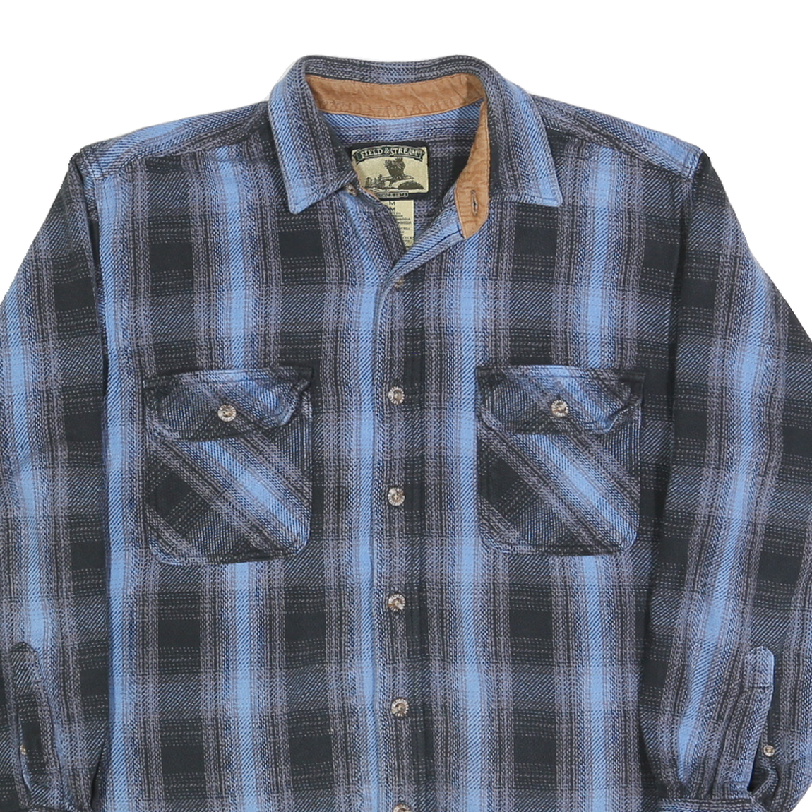 FIELD & STREAM Mens Blue & Black Check Shirt M Cotton Blend Casual Classic